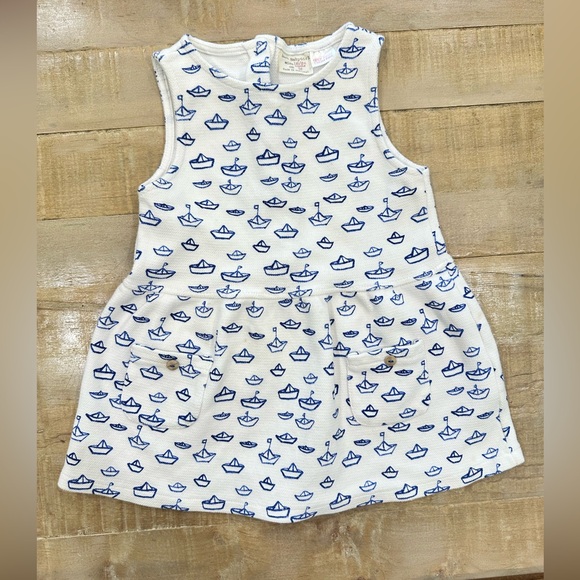 Zara baby girl sailboat white sleeveless cute babydoll dress - Picture 2 of 10